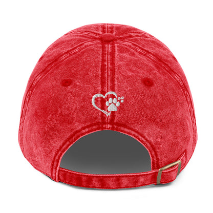 Easily Distracted by Dogs - Paw Print on Back - Embroidered Vintage Cotton Twill Cap