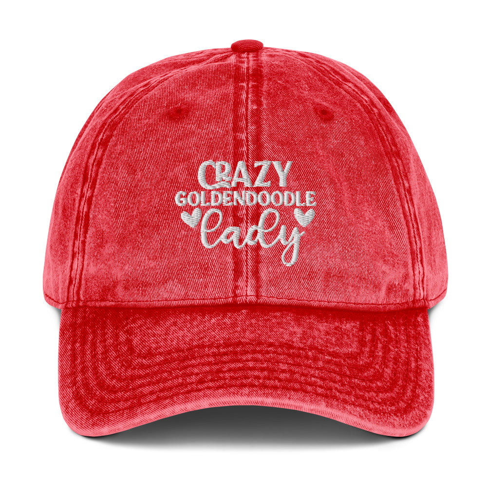 Crazy Goldendoodle Lady - Paw Print on Back - Vintage Cotton Twill Cap