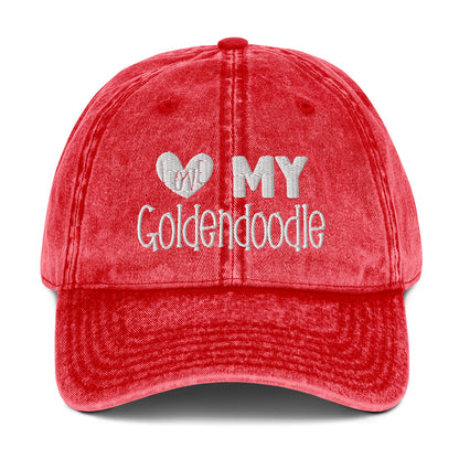 Love My Goldendoodle Embroidered Vintage Cotton Twill Cap