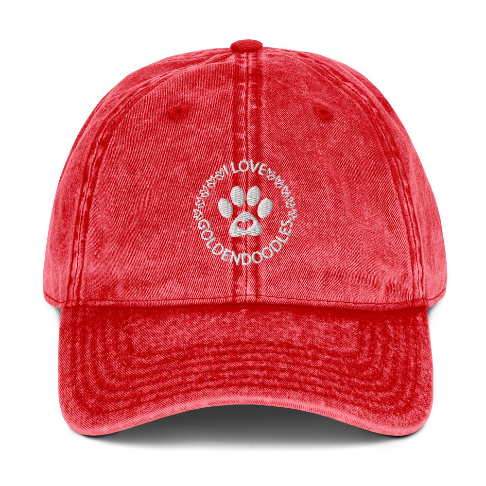 I Love Goldendoodles Embroidered Vintage Cotton Twill Cap