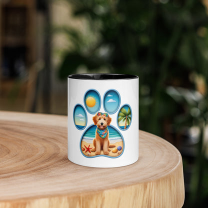 Paw Print Doodle Mug with Color Inside