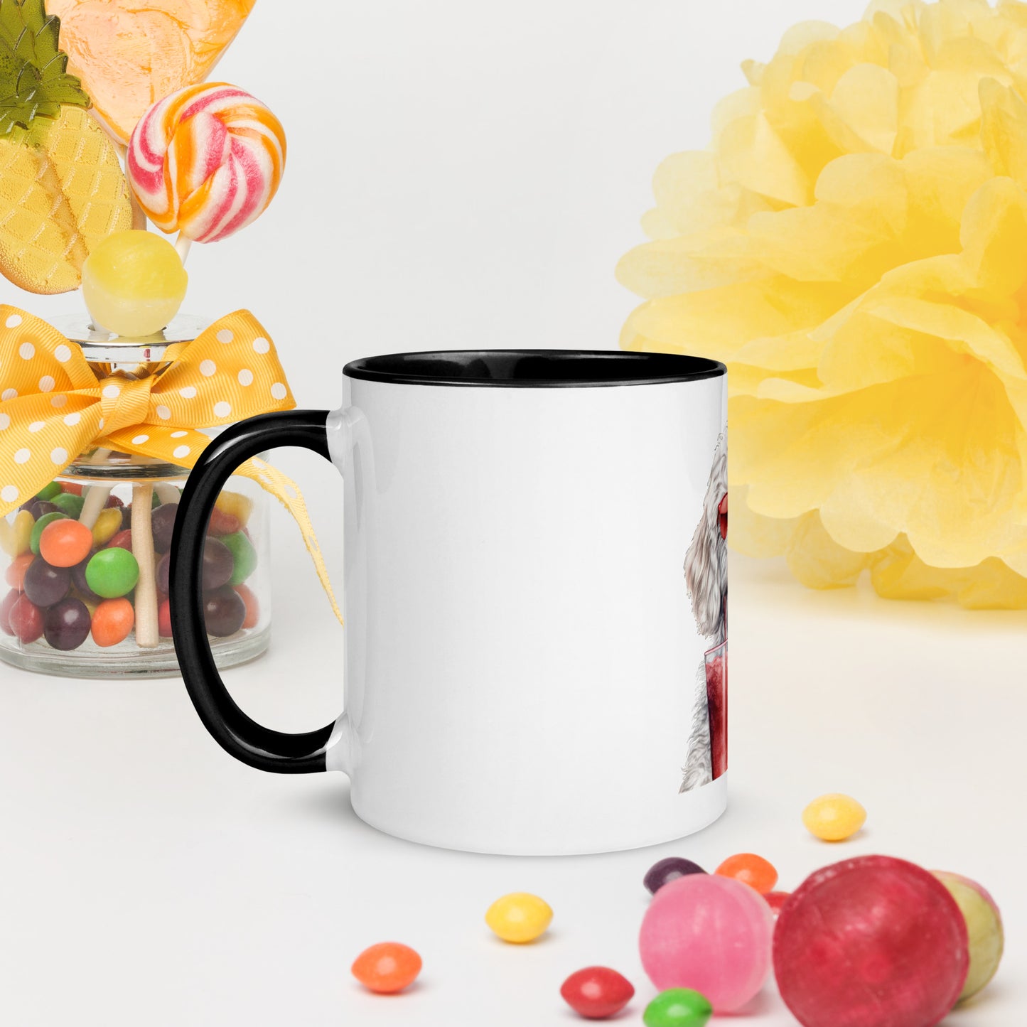 White Doodle Mug with Color Inside