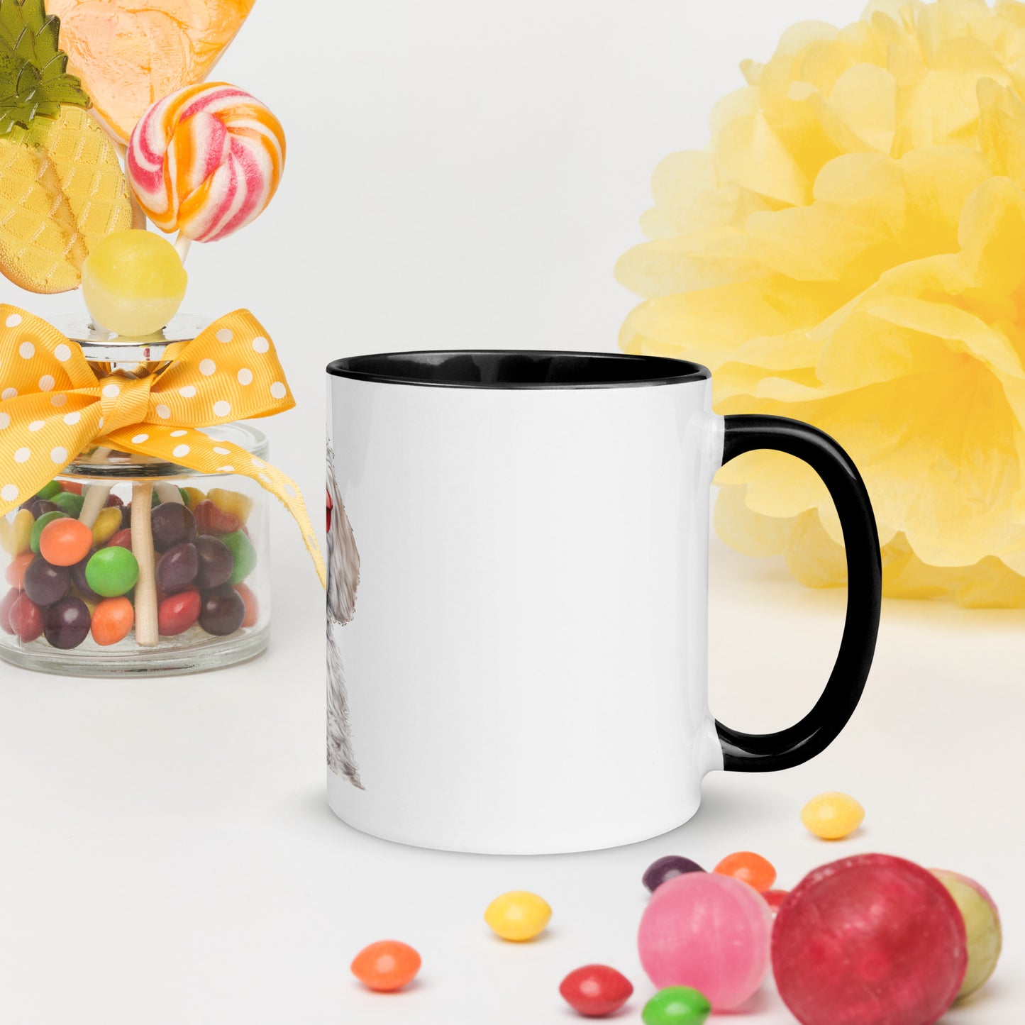 White Doodle Mug with Color Inside