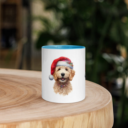 Christmas Doodle Puppy Mug with Color Inside