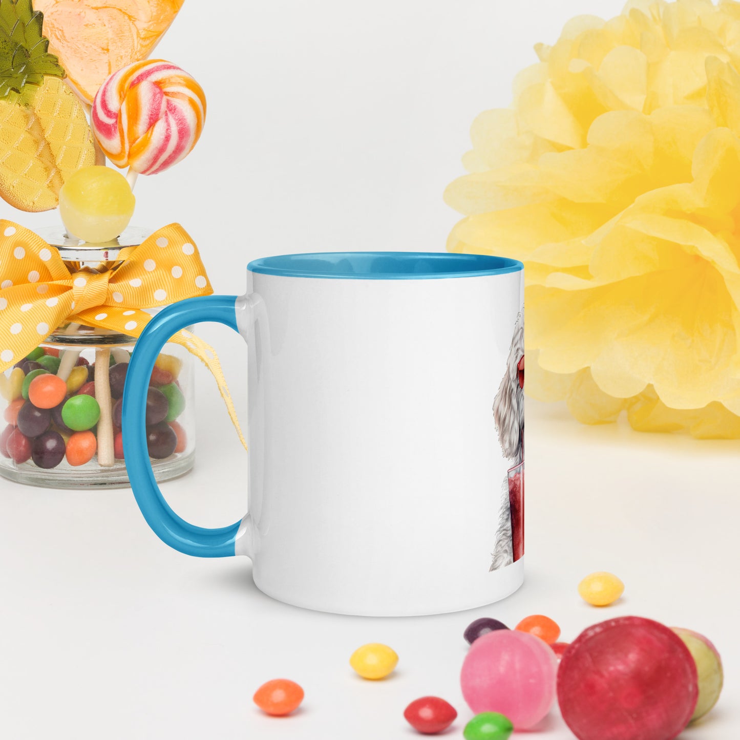 White Doodle Mug with Color Inside