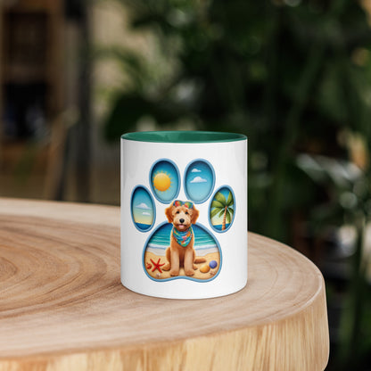 Paw Print Doodle Mug with Color Inside