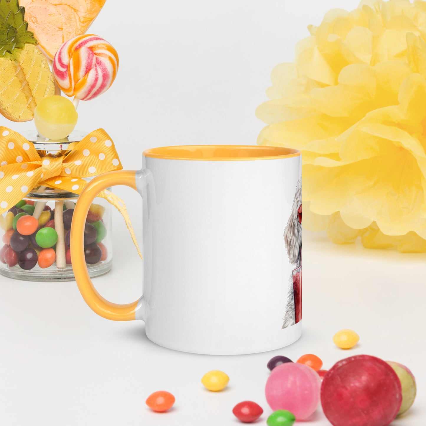 White Doodle Mug with Color Inside