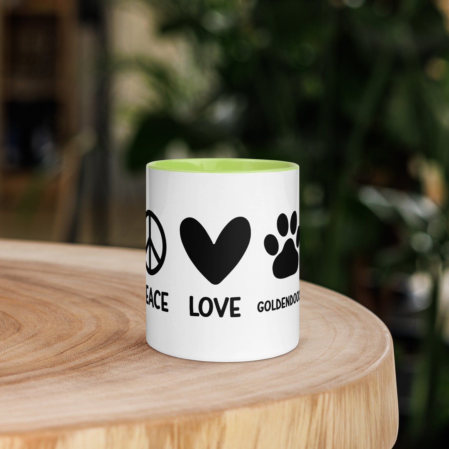 Peace Love Goldendoodle Mug with Color Inside