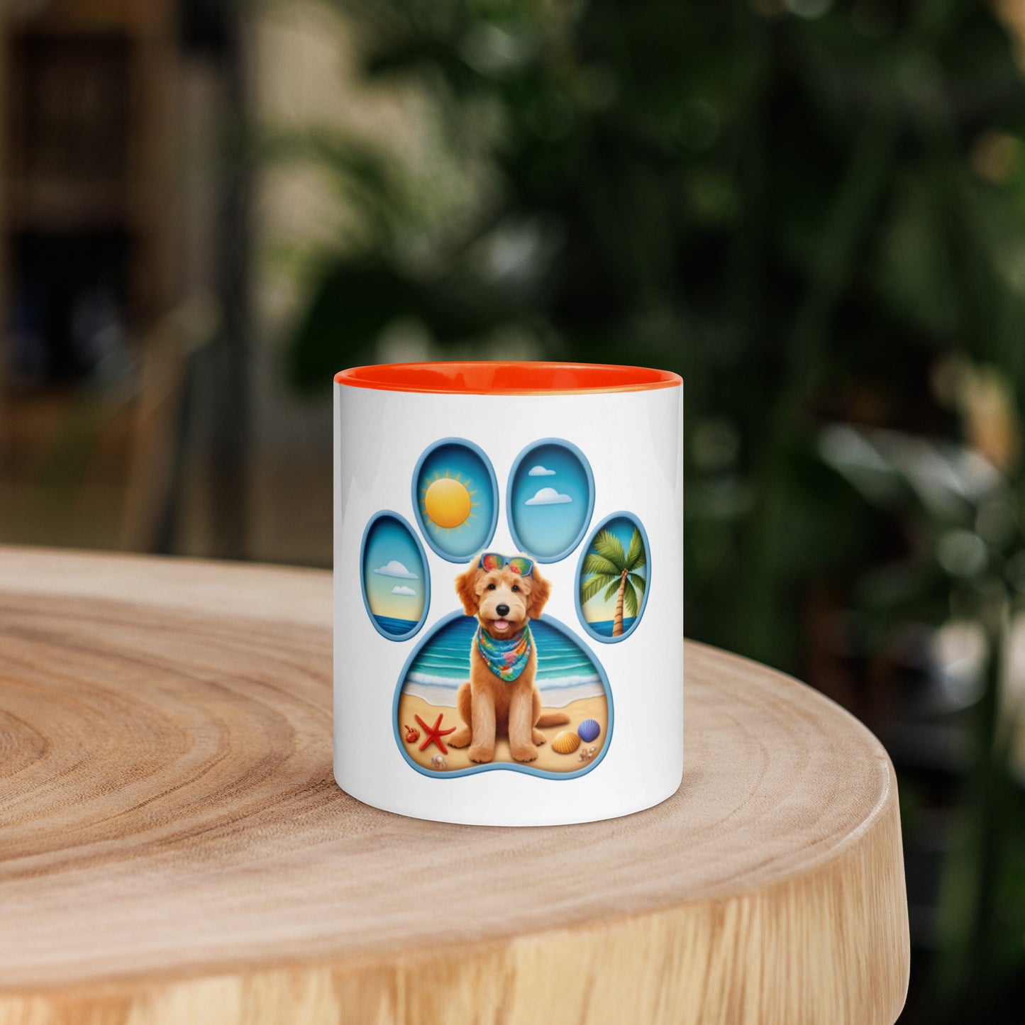 Paw Print Doodle Mug with Color Inside