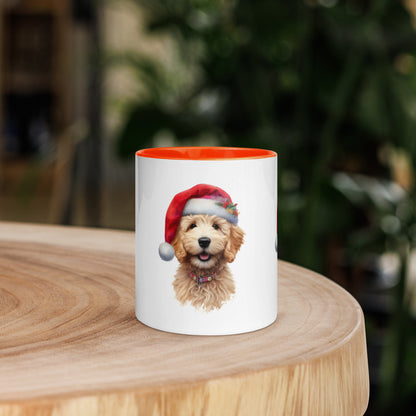 Christmas Doodle Puppy Mug with Color Inside