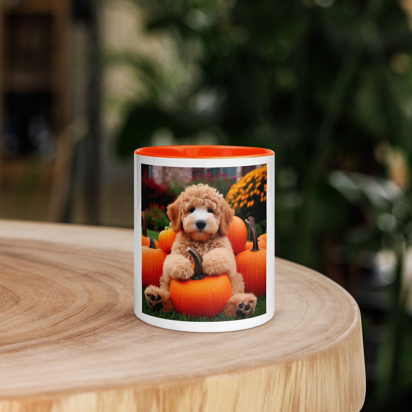 Fall Doodle Puppy Mug with Color Inside