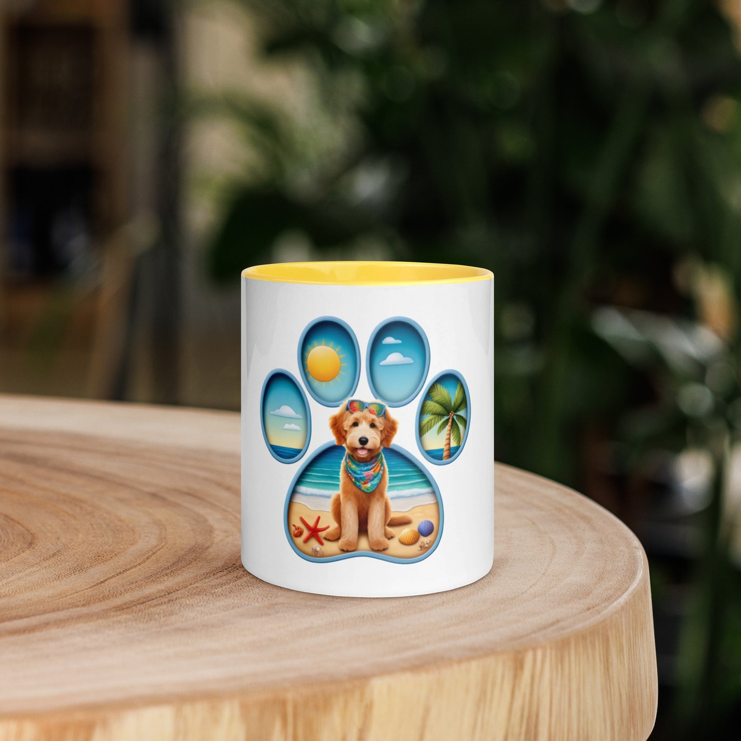 Paw Print Doodle Mug with Color Inside