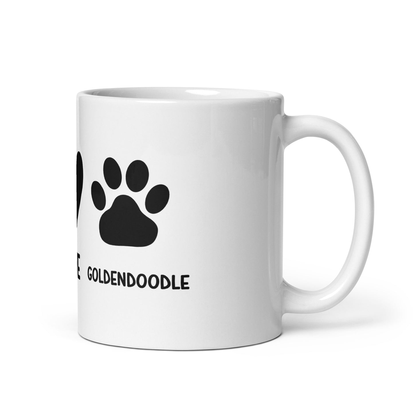 Peace Love Goldendoodle White Glossy Mug