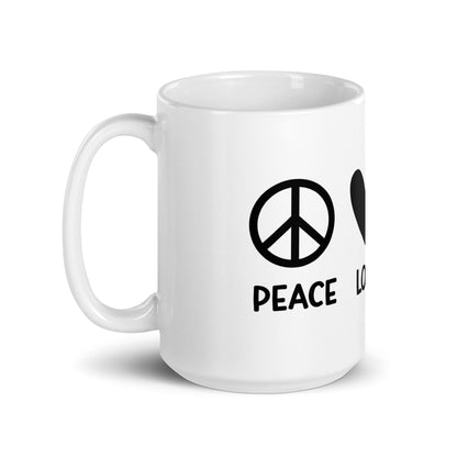 Peace Love Goldendoodle White Glossy Mug