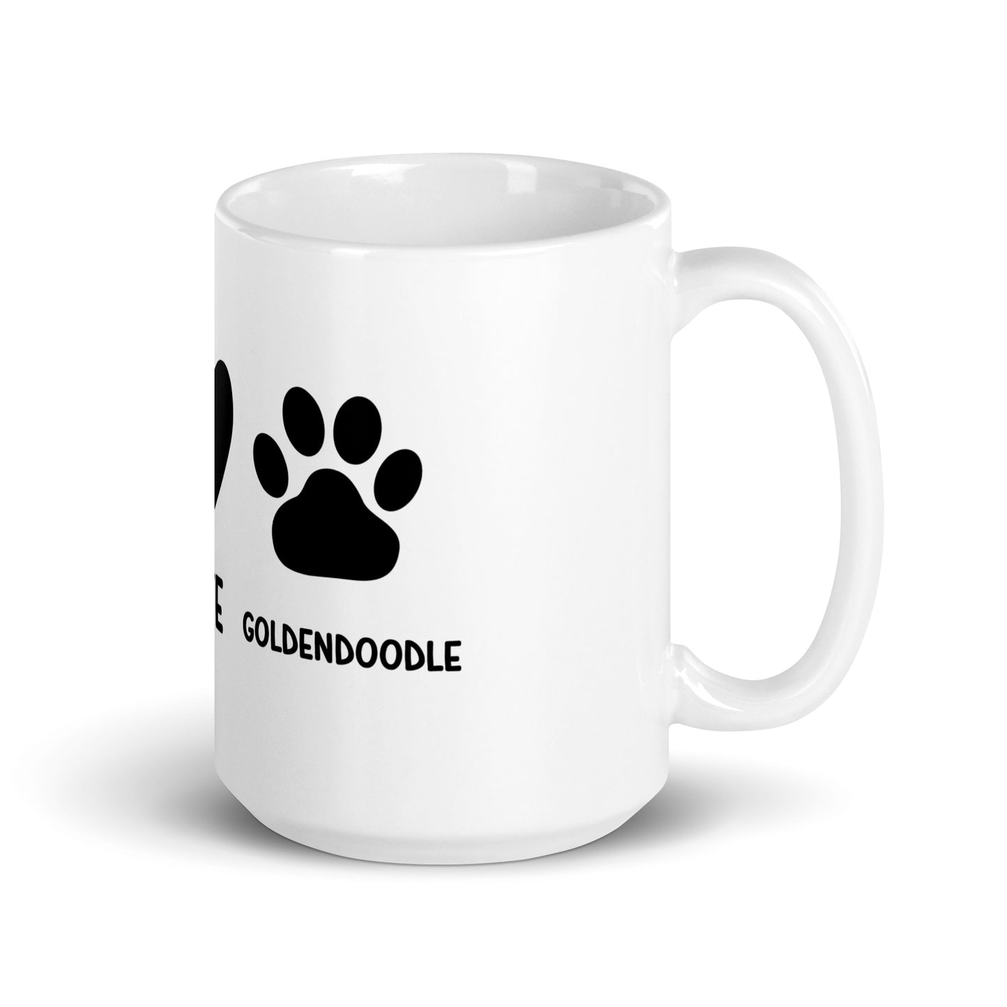 Peace Love Goldendoodle White Glossy Mug