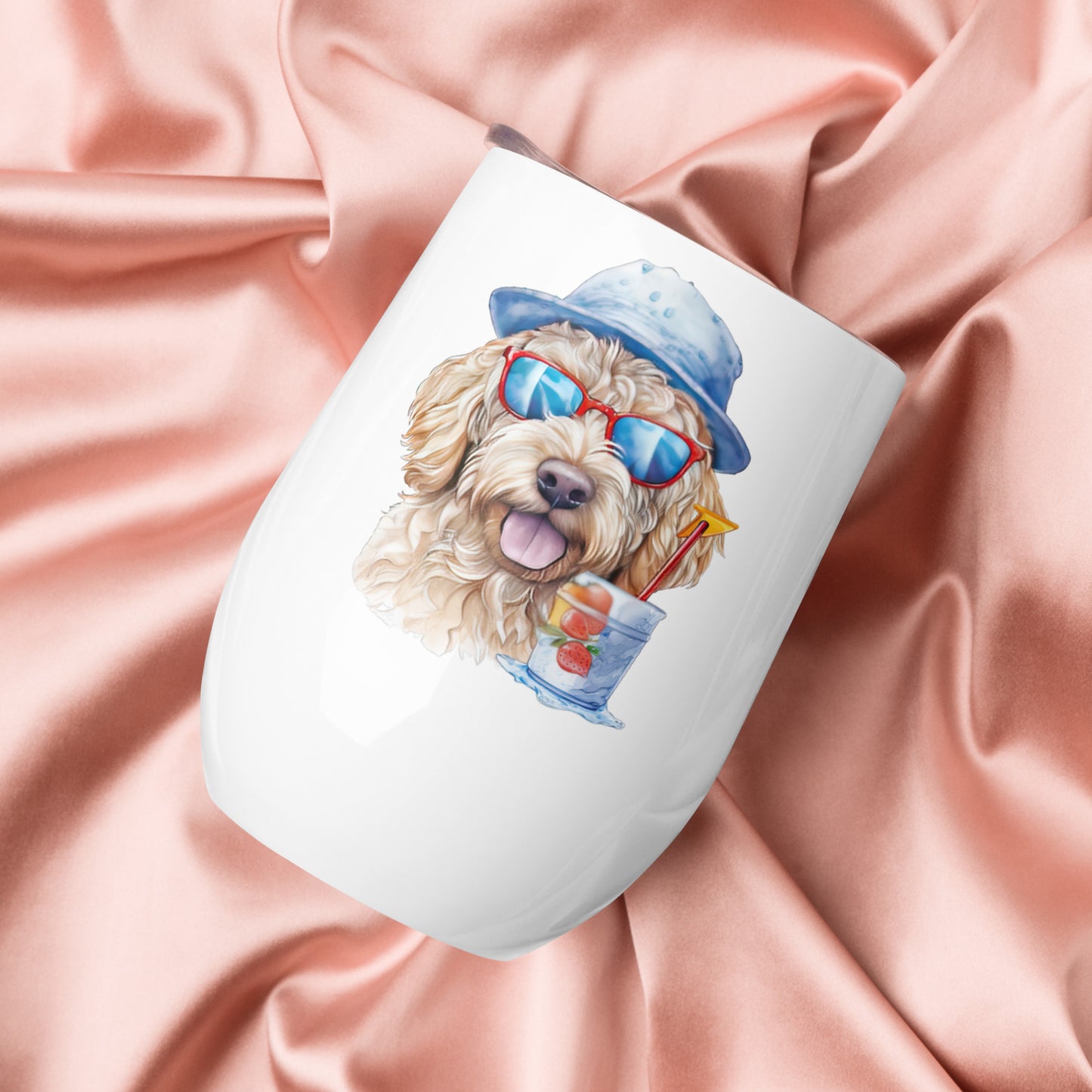 Apricot Doodle Wine Tumbler