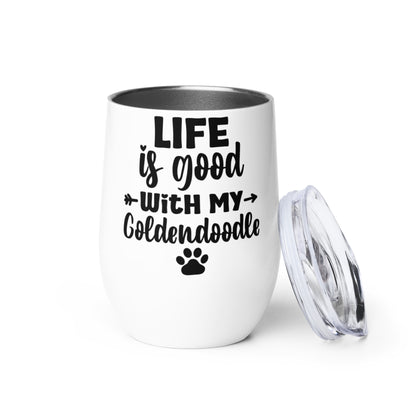 Life Is Good Goldendoodle Wine Tumbler