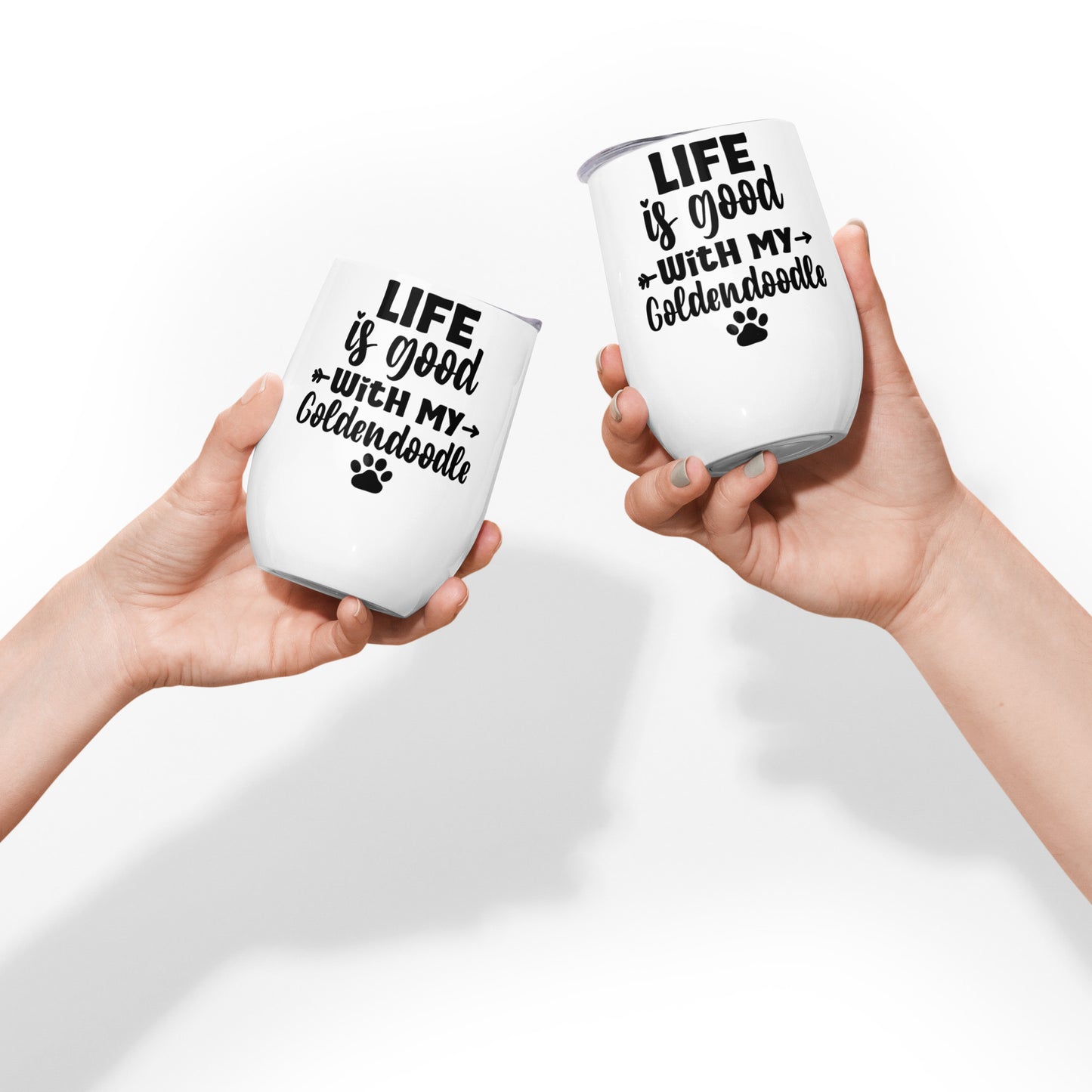 Life Is Good Goldendoodle Wine Tumbler