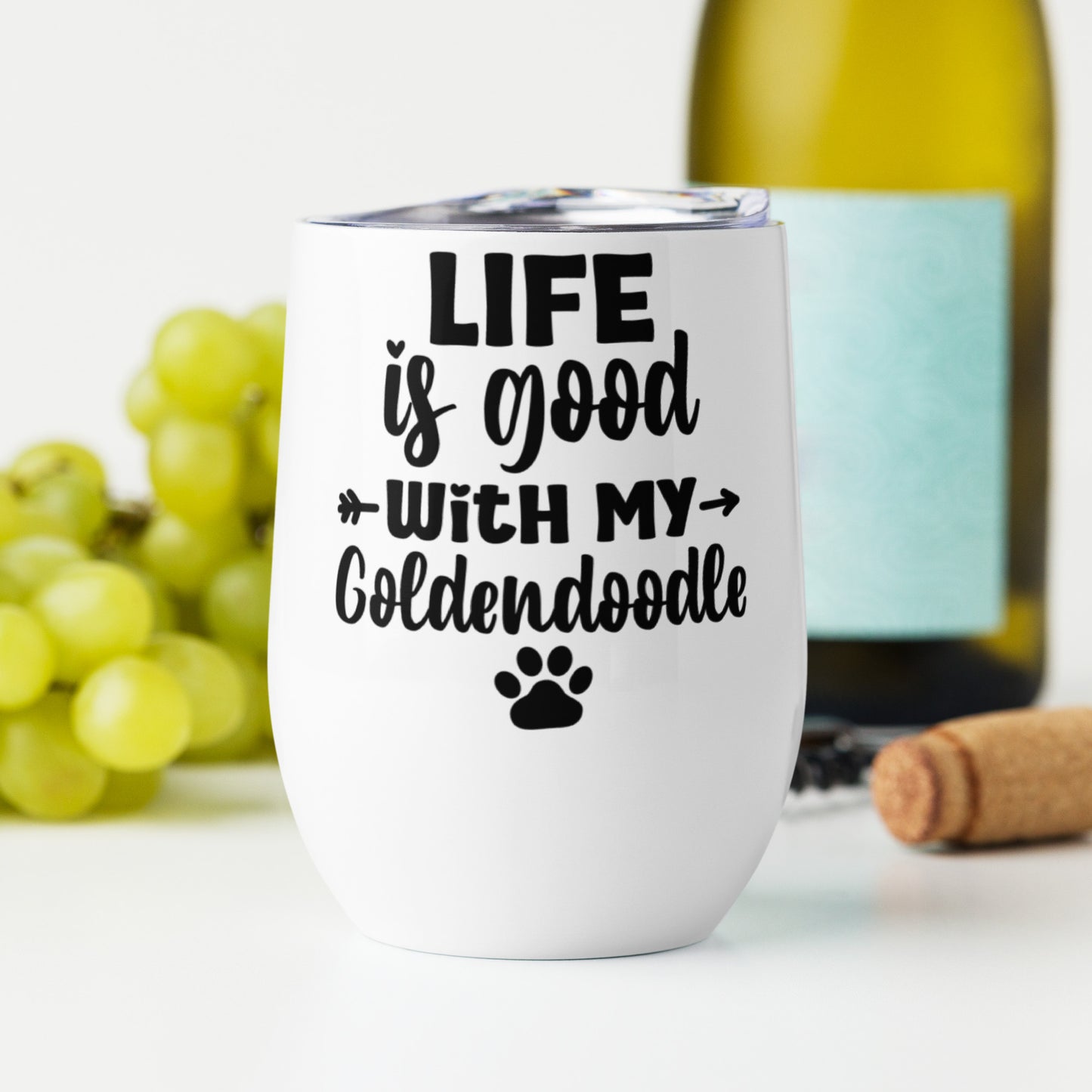 Life Is Good Goldendoodle Wine Tumbler