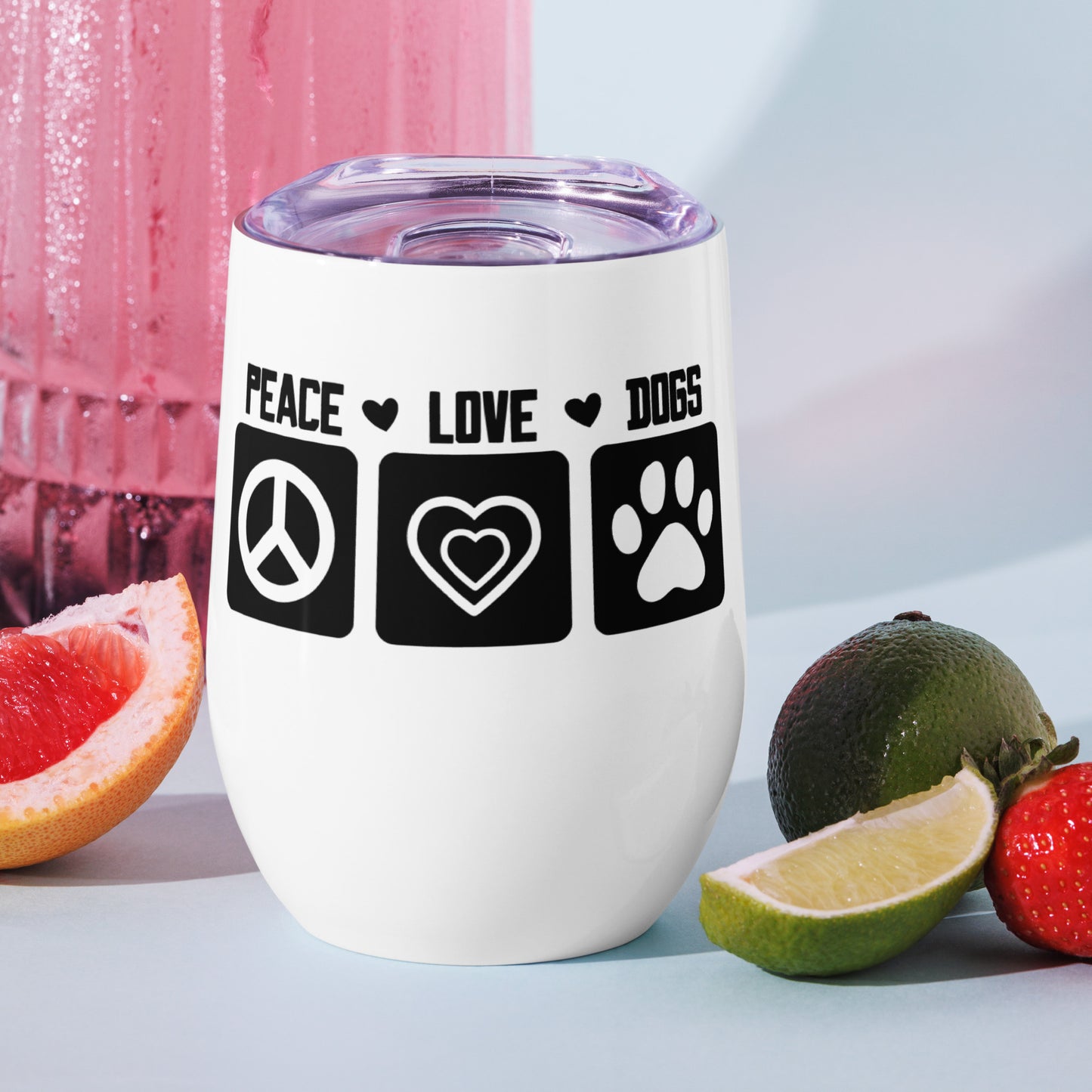 Peace Love Dogs Wine tumbler