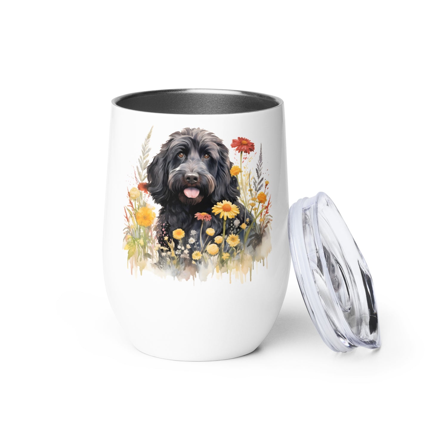 Black Doodle Wine Tumbler