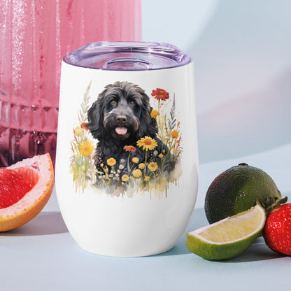 Black Doodle Wine Tumbler