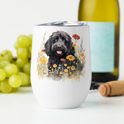 Black Doodle Wine Tumbler