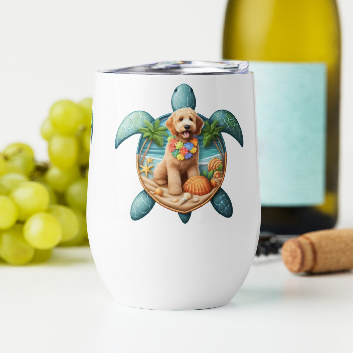 Sea Turtle Doodle Wine Tumbler