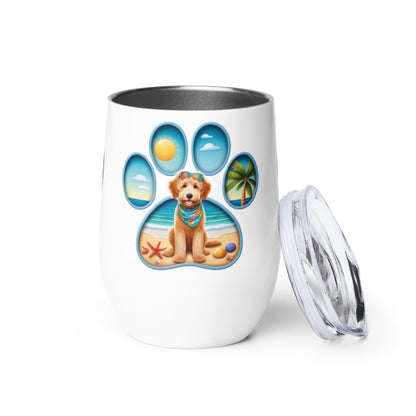 Paw Print Doodle Wine Tumbler