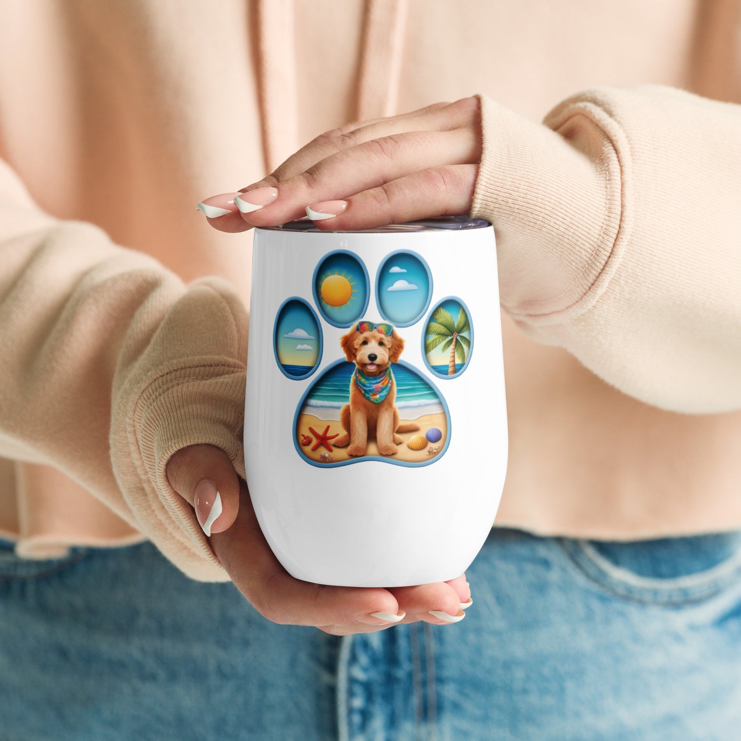 Paw Print Doodle Wine Tumbler