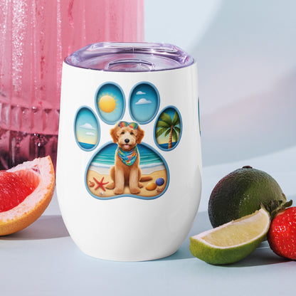 Paw Print Doodle Wine Tumbler