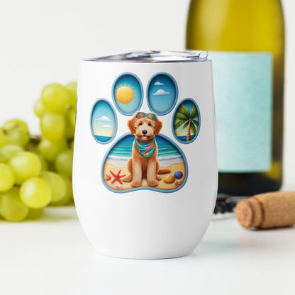 Paw Print Doodle Wine Tumbler