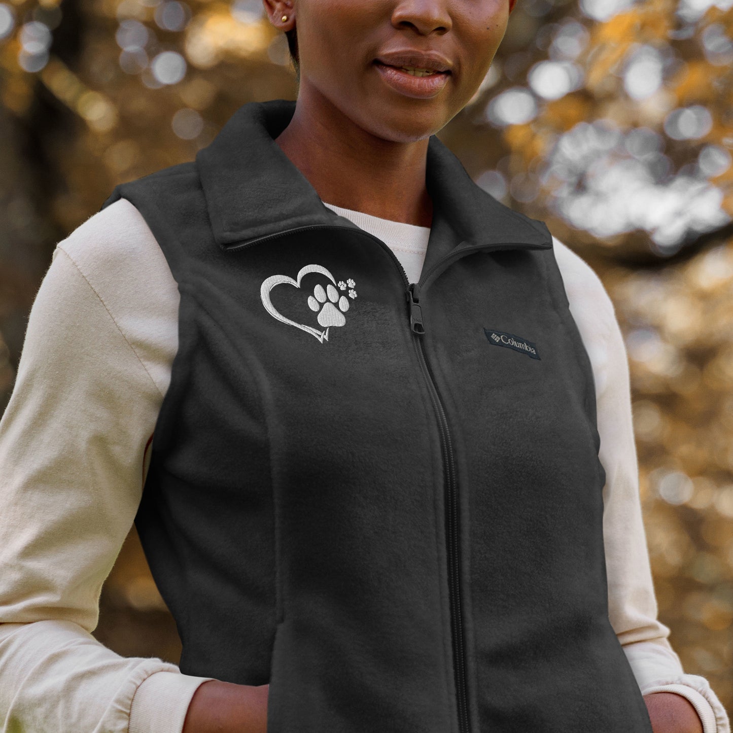 Heart Paw Embroidered Women’s Columbia Fleece Vest