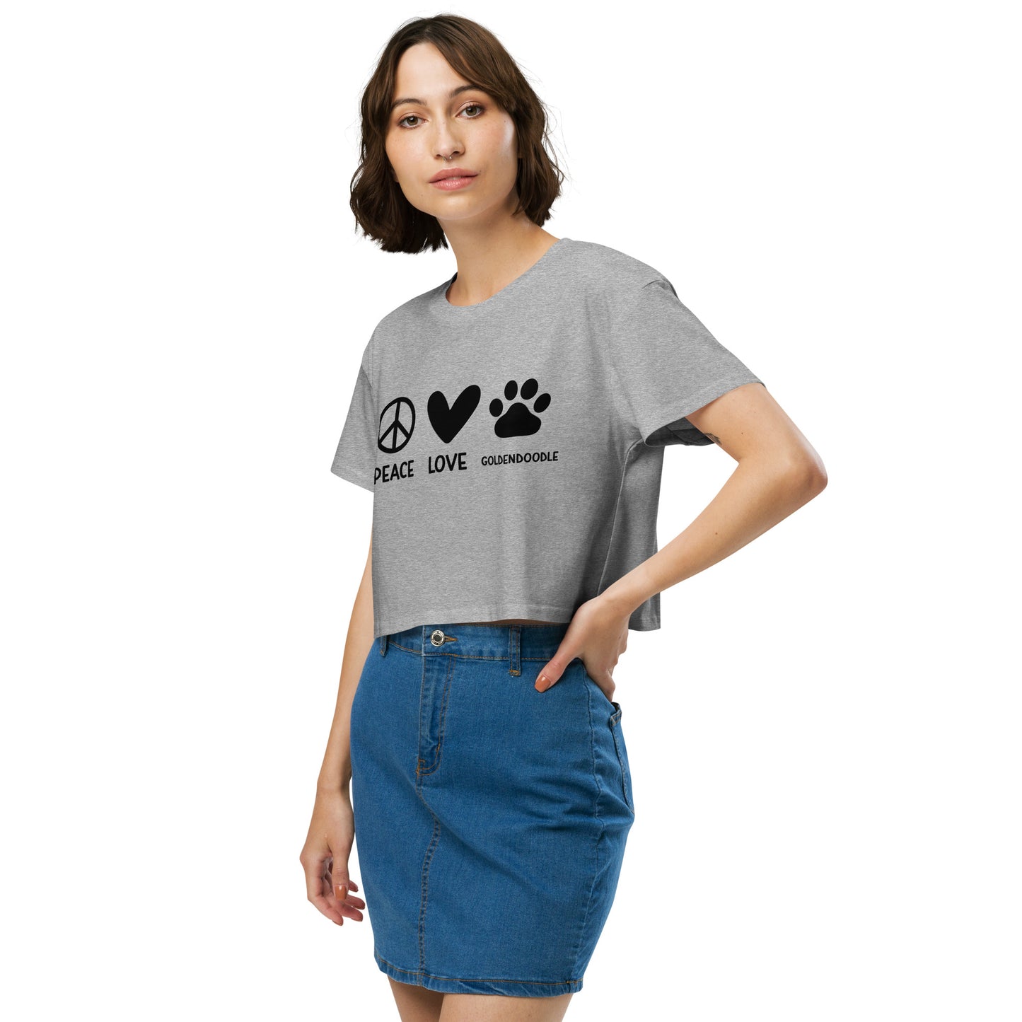 Peace Love Goldendoodle Women’s Crop T Shirt