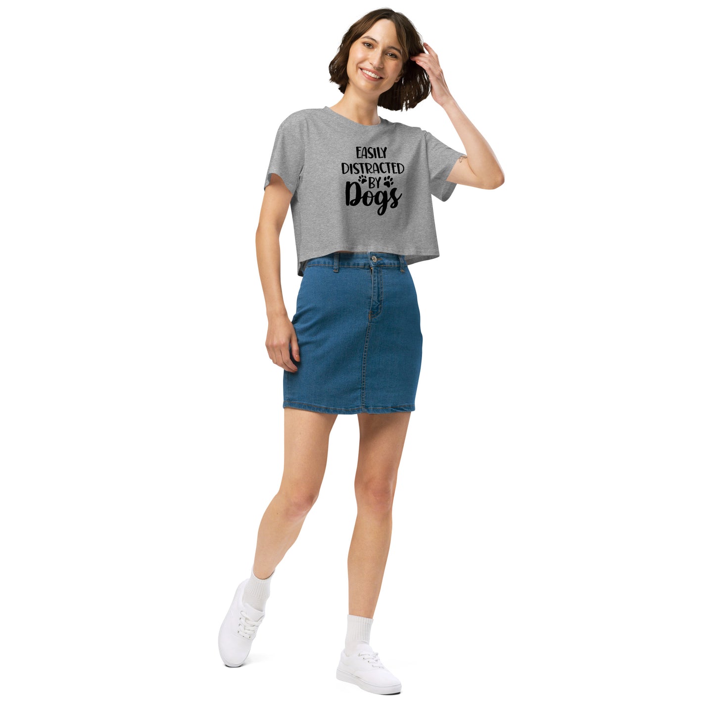 Easily Distracted by Dogs Women’s Crop T Shirt