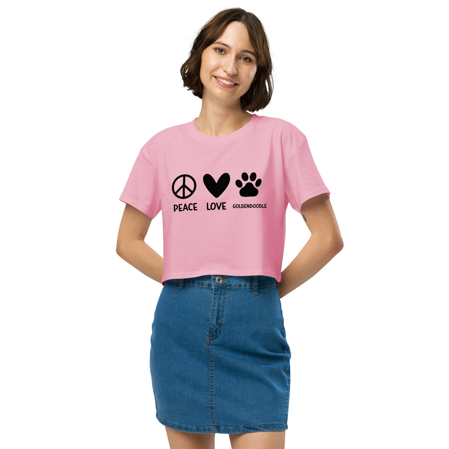 Peace Love Goldendoodle Women’s Crop T Shirt