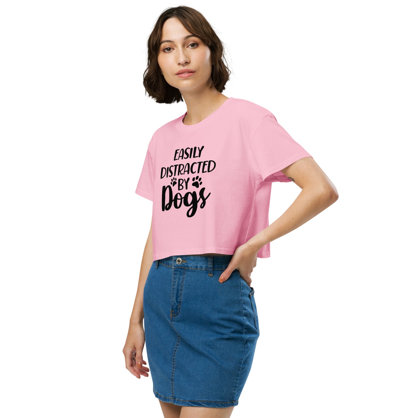 Easily Distracted by Dogs Women’s Crop T Shirt