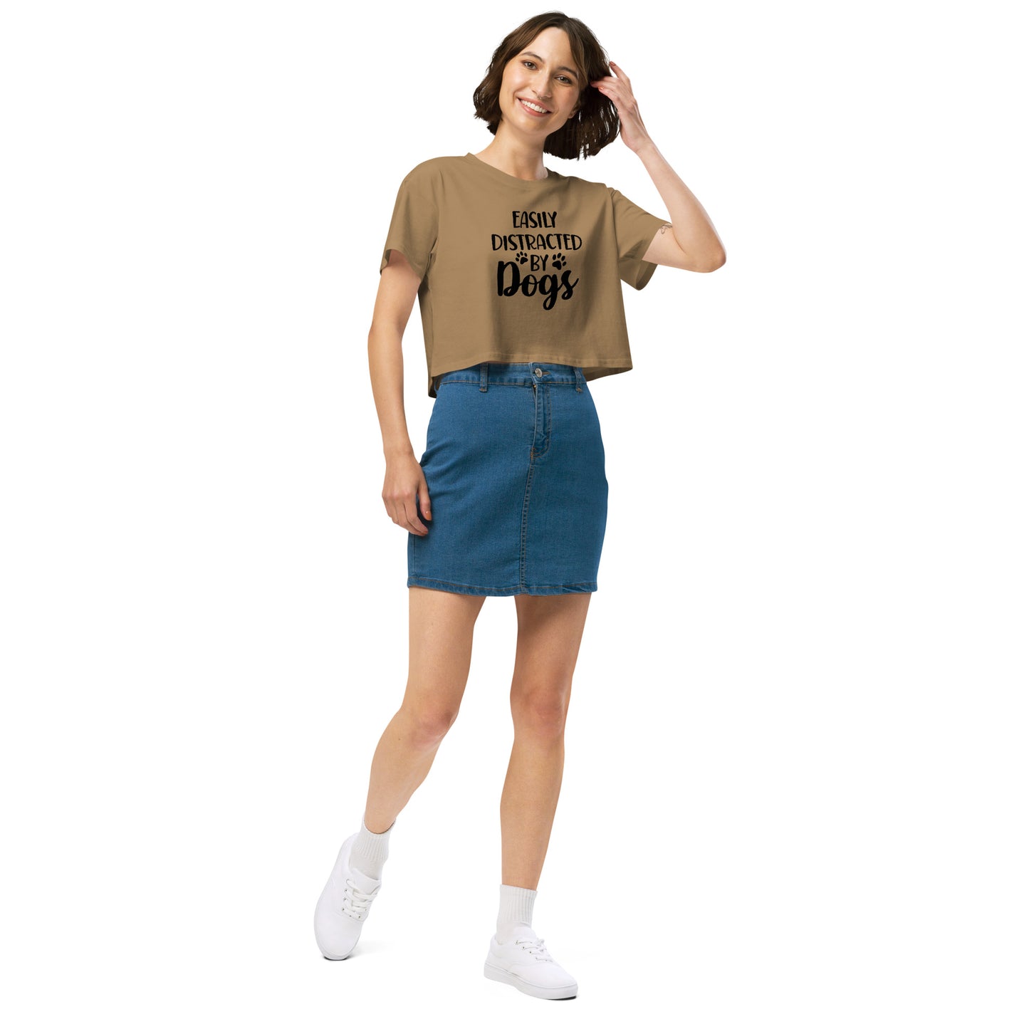 Easily Distracted by Dogs Women’s Crop T Shirt