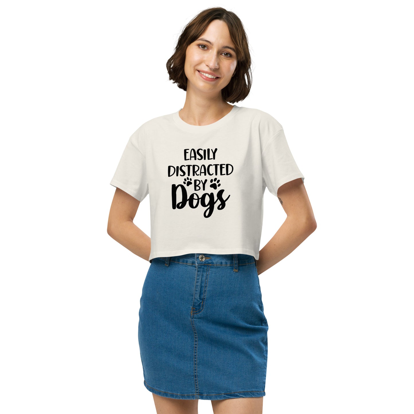 Easily Distracted by Dogs Women’s Crop T Shirt