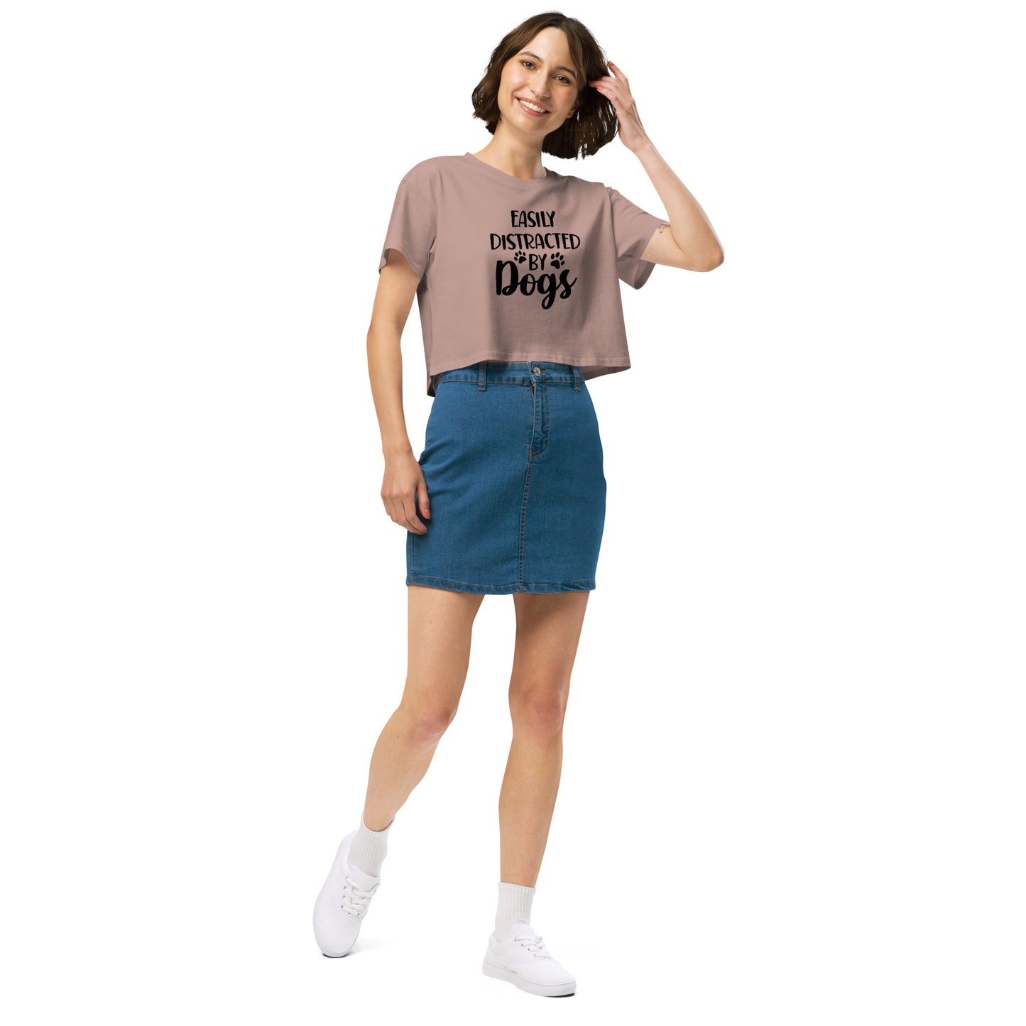 Easily Distracted by Dogs Women’s Crop T Shirt