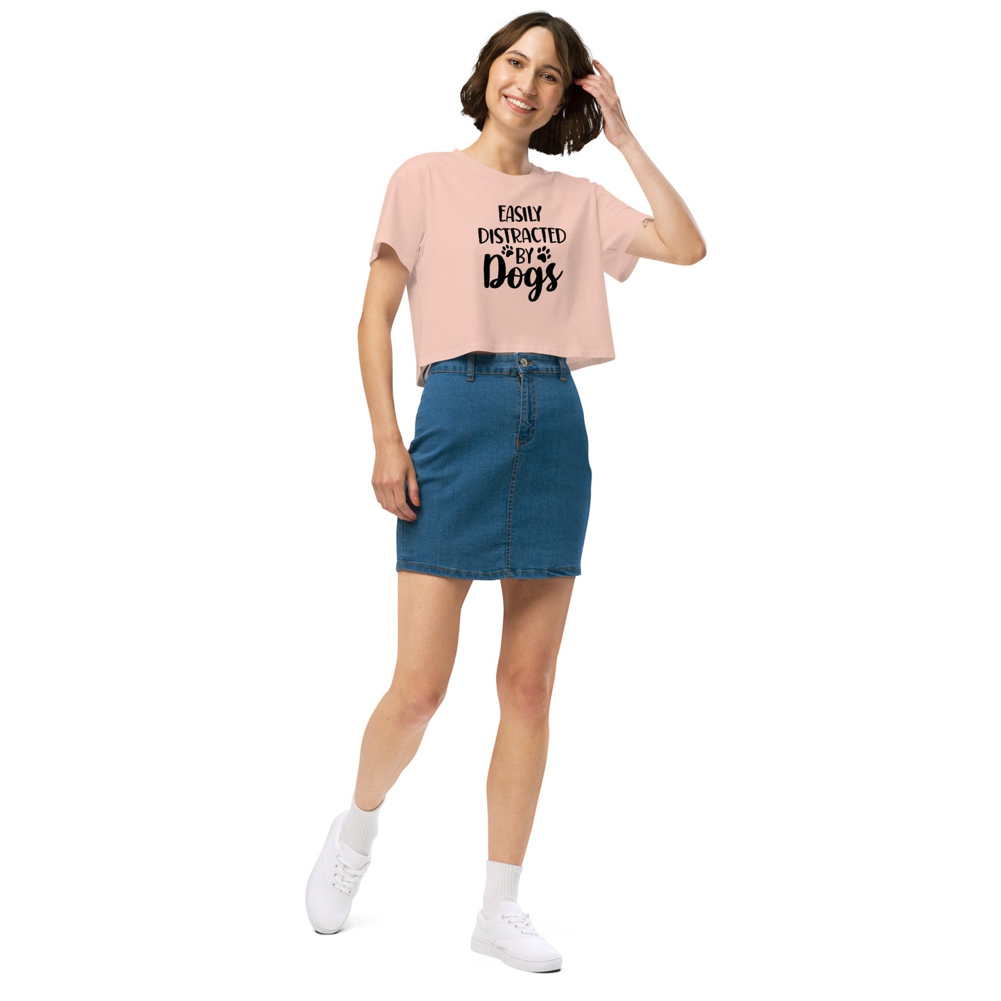 Easily Distracted by Dogs Women’s Crop T Shirt