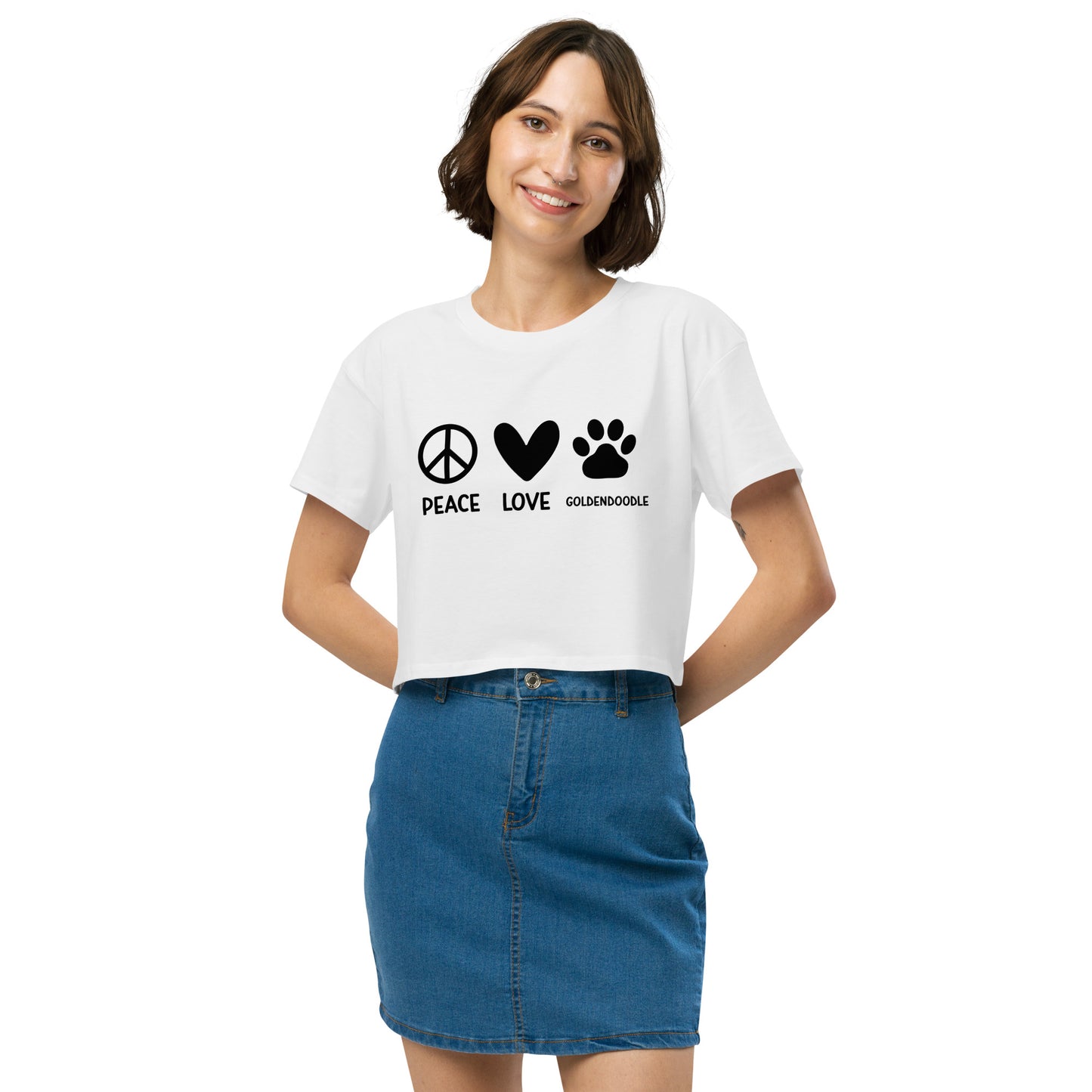 Peace Love Goldendoodle Women’s Crop T Shirt