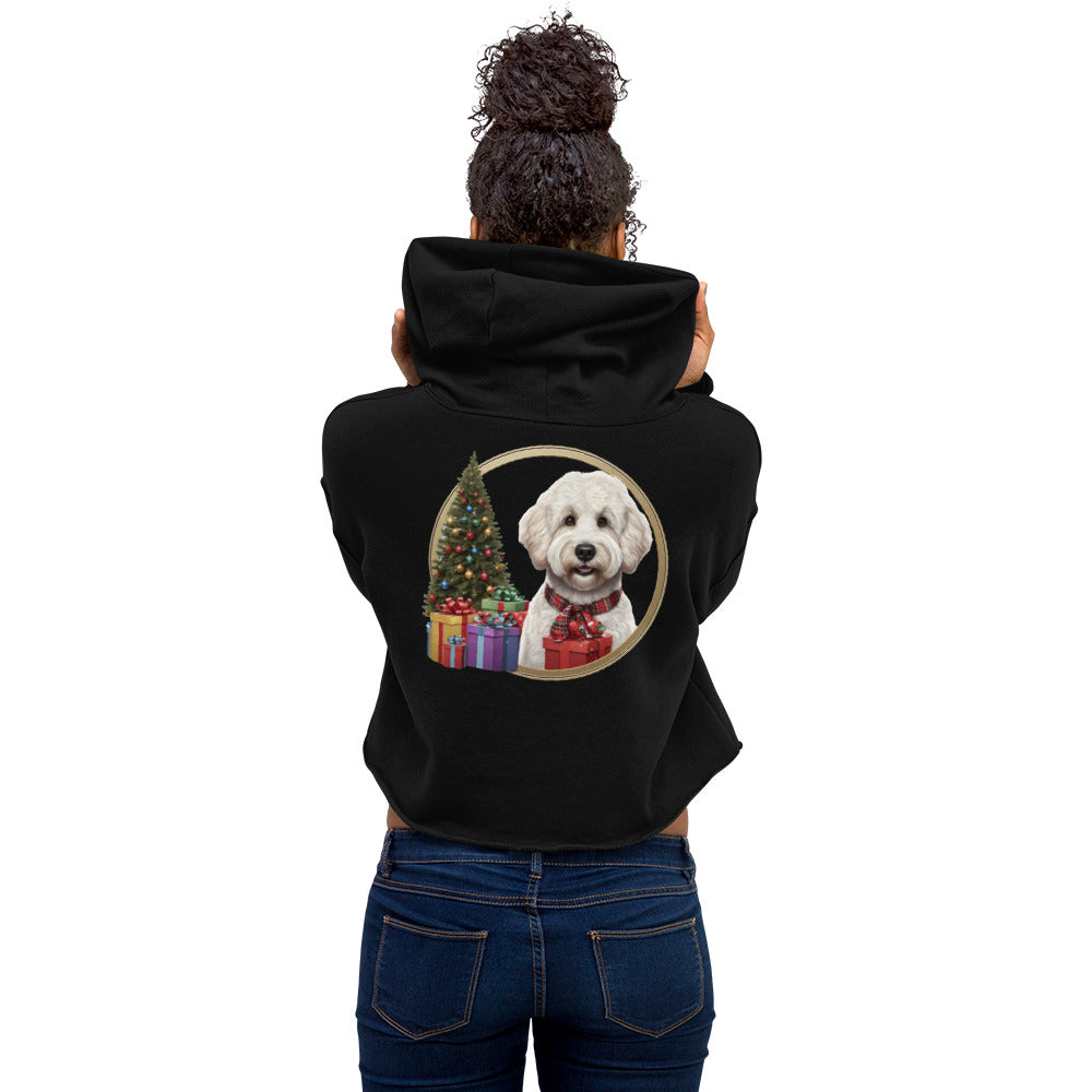 White Doodle Christmas Crop Hoodie