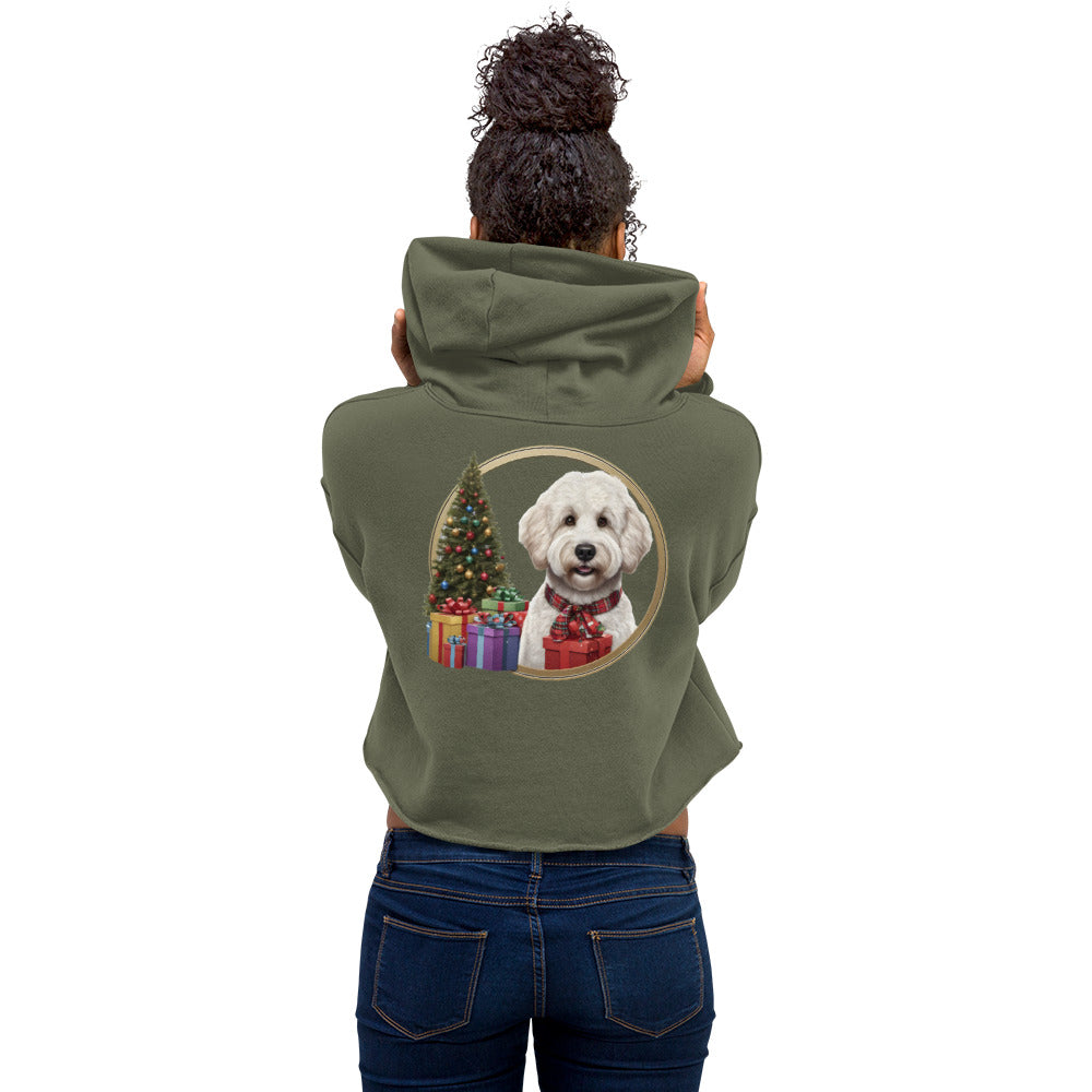 White Doodle Christmas Crop Hoodie