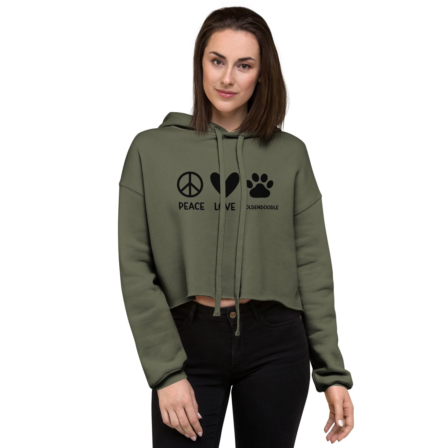 Peace Love Goldendoodle Crop Hoodie