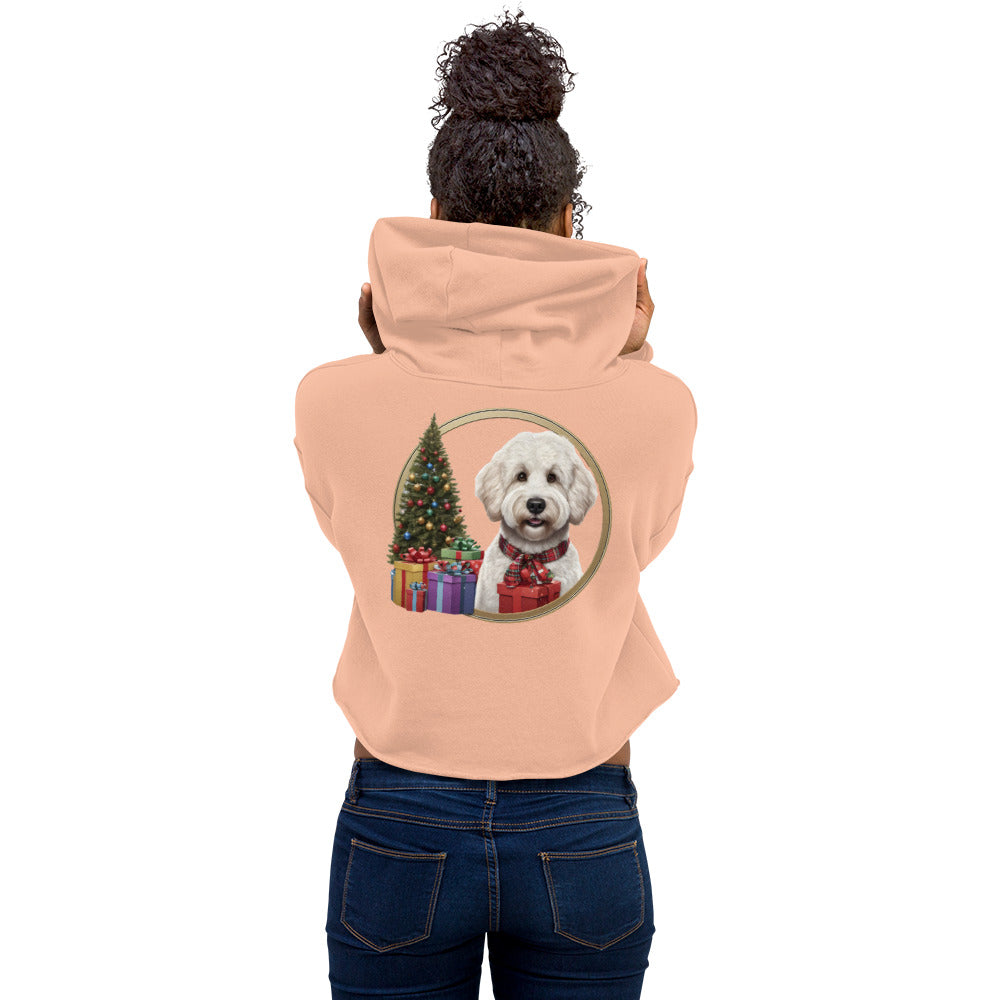 White Doodle Christmas Crop Hoodie