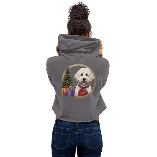 White Doodle Christmas Crop Hoodie