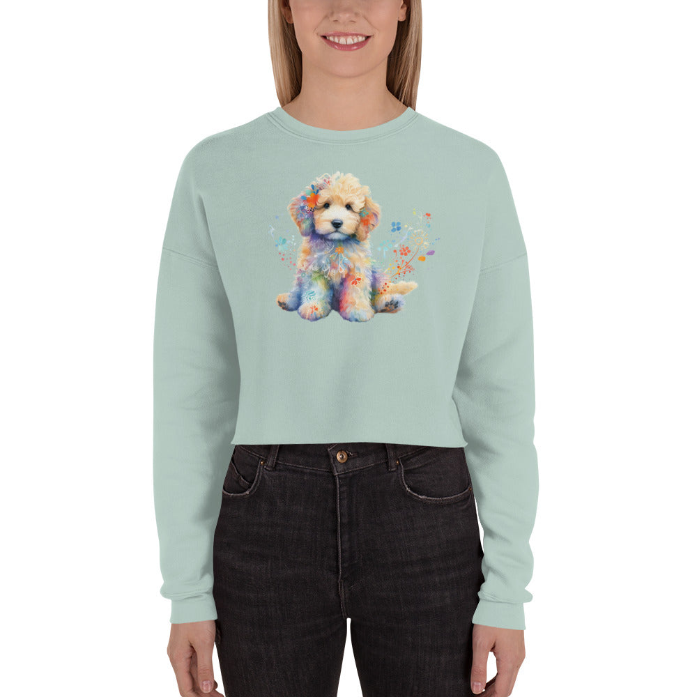 Doodle Watercolor Crop Sweatshirt