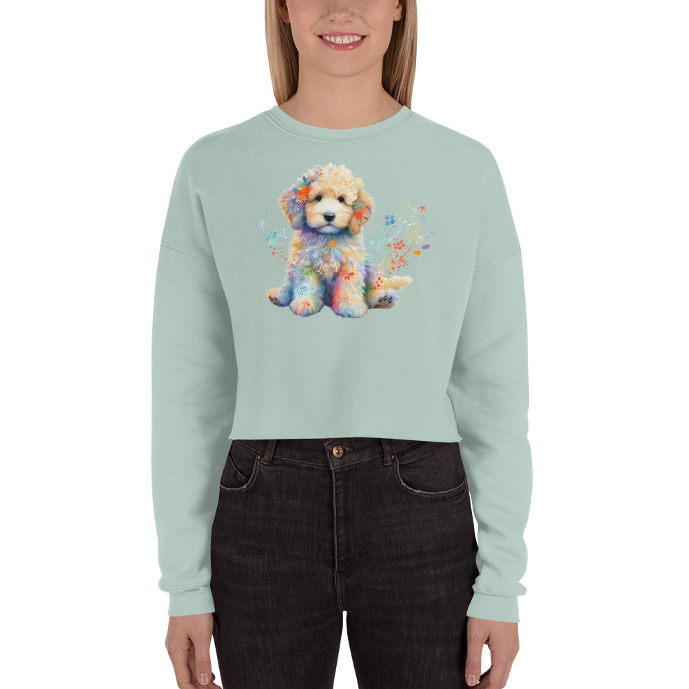 Doodle Watercolor Crop Sweatshirt