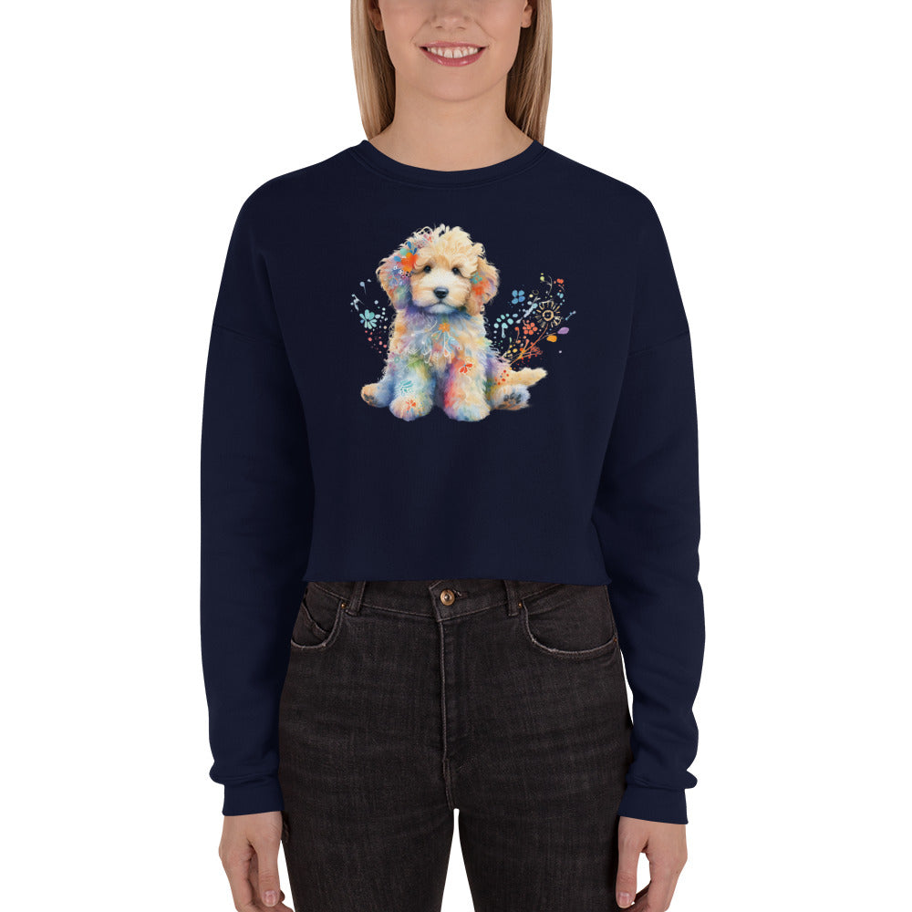 Doodle Watercolor Crop Sweatshirt